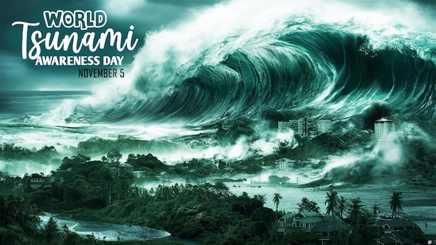 Welt-Tsunami-Bewusstseinstag Naturkatastrophen Konzept-Banner-Design