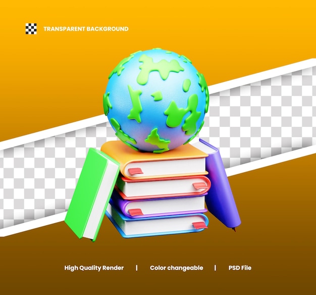 Weltbuchtag-Icon 3D-Illustration oder Buchtag-Ikon 3D-Rendering oder Weltbuchtag App-Ikonen 3D- Rendering