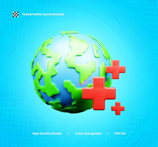 Weltgesundheitstag-Icon 3D-Illustration oder Gesundheitstag-Ikon 3D-Rendering oder Gesundheitstag-App-Icon 3-D-Renering
