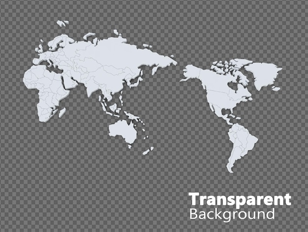 Weltkarte auf transparentem Hintergrund
