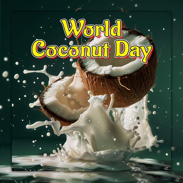 Weltkokosnusstag feiern sie kokosnuss im meer kokosmilch kokoswasser für social-media-post
