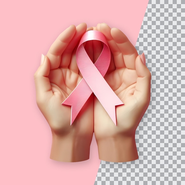 PSD weltkrebsbewusstseinstag konzept ich bin und ich werde hände von frauen mit rosa band brustkrebs