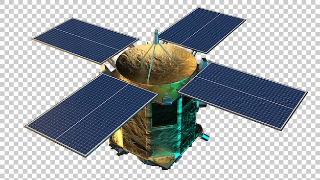 PSD weltraumsatellit umkreist im weltraum auf transparentem hintergrund 3d-darstellung