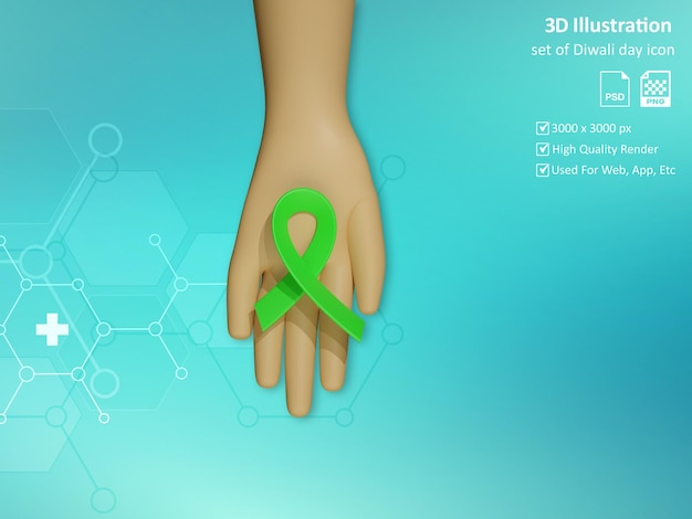 Welttag der psychischen gesundheit symbol 3d illustration rendering