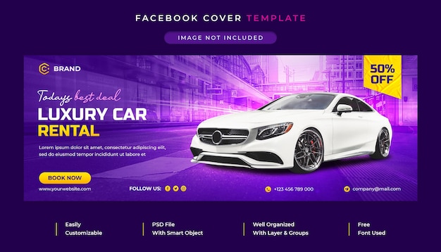 Werbe-facebook-cover und web-banner-vorlage für die luxusautovermietung