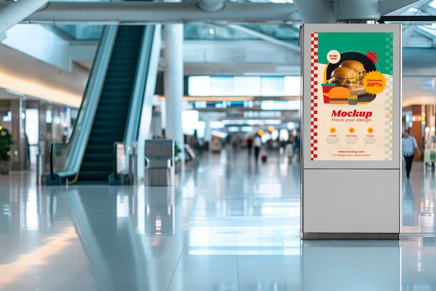 PSD werbeanzeige auf einem flughafen-mockup