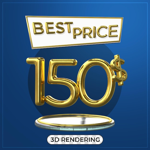 Werbeplakat 3D-Texttitel 150 US-Dollar 3D-Rendering