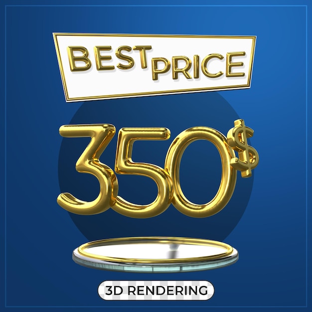 Werbeplakat 3D-Texttitel 350 US-Dollar 3D-Rendering