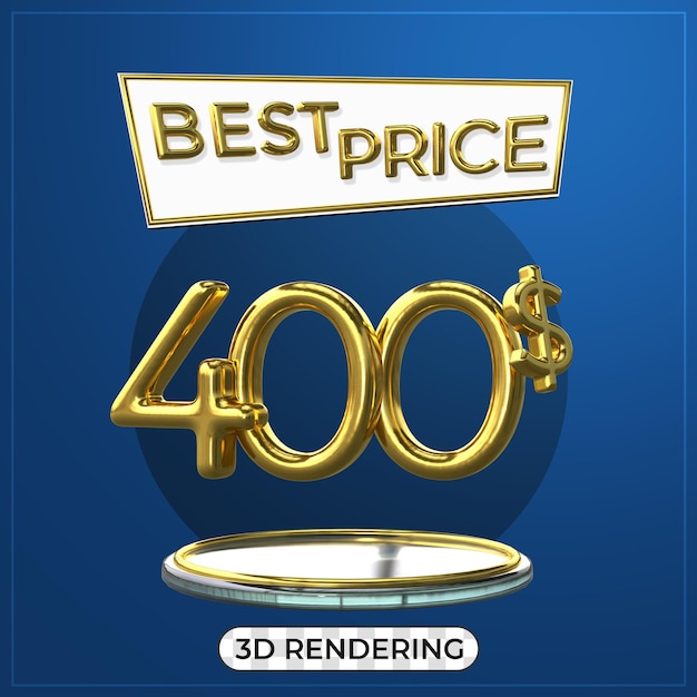 Werbeplakat 3D-Texttitel 400 US-Dollar 3D-Rendering