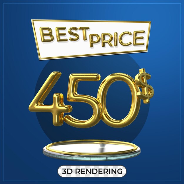 Werbeplakat 3d-texttitel 450 us-dollar 3d-rendering