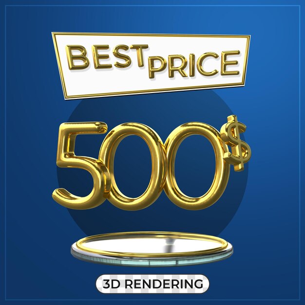 Werbeplakat 3D-Texttitel 500 US-Dollar 3D-Rendering