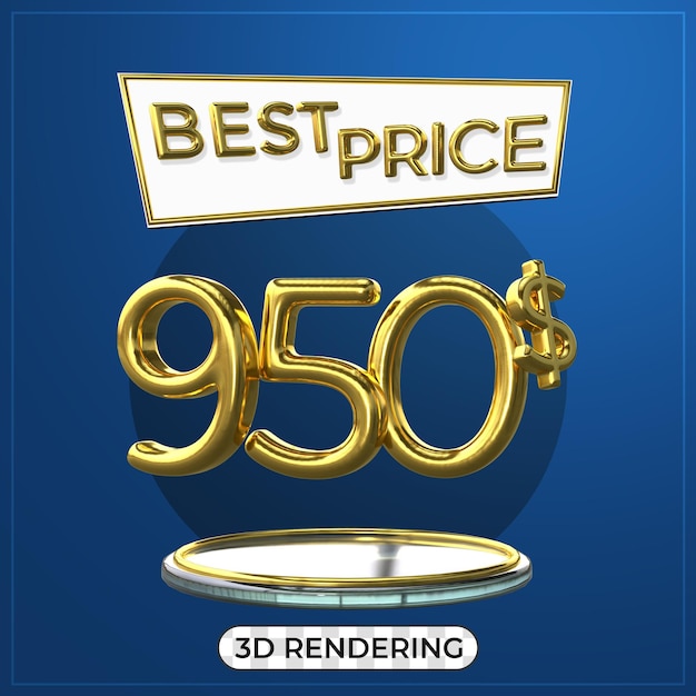 Werbeplakat 3D-Texttitel 950 US-Dollar 3D-Rendering