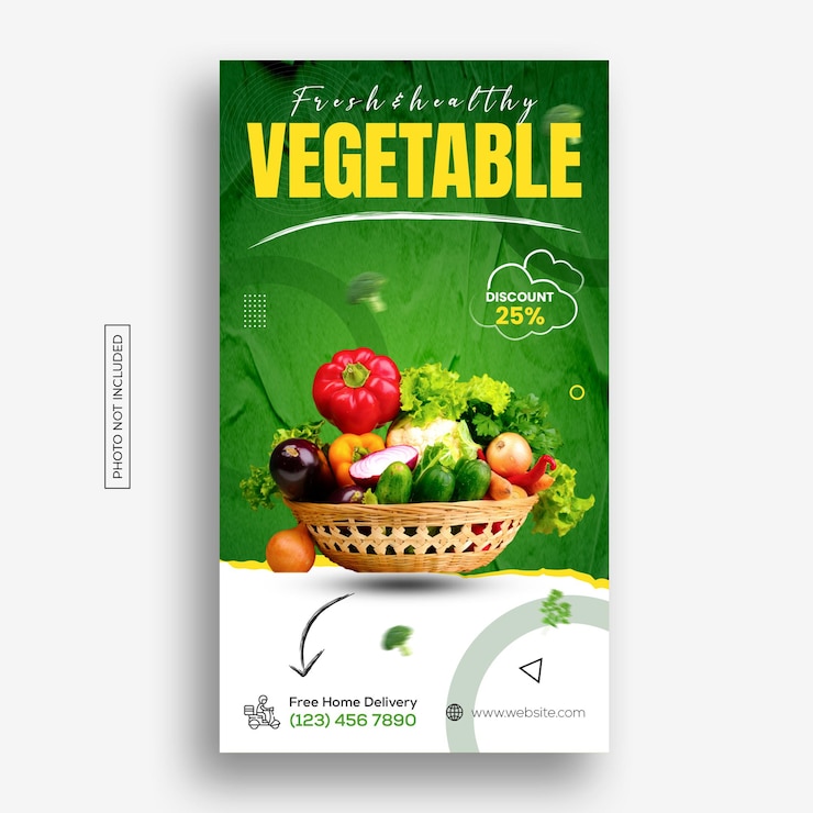 Werbung für frische und gesunde Lebensmittel in sozialen Medien und Instagram-Story-Banner-Vorlagendesign