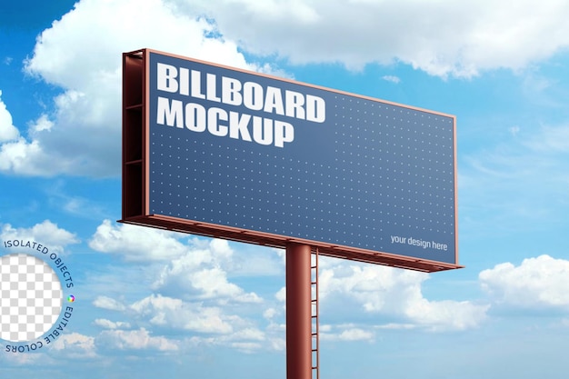 Werbung innenschilderge straße plakatwand medienbanner mockup auf blauem himmelshintergrund isoliert