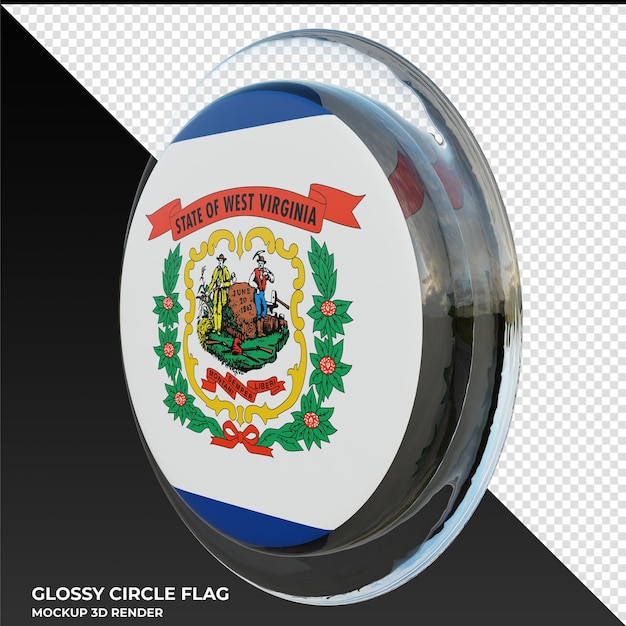 PSD west virginia0002 bandera de círculo brillante con textura 3d realista