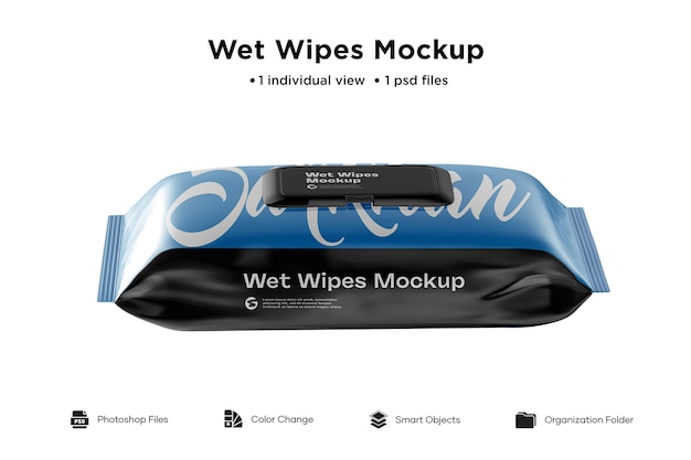 Wet Wipes Pack mit Kunststoffkappe Mockup