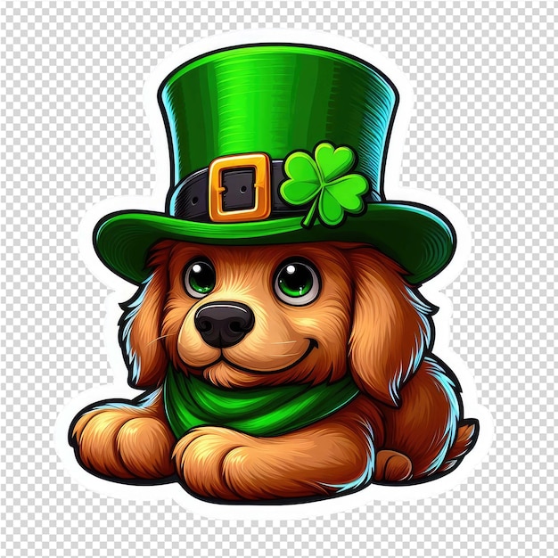 PSD wetten um glück spieliger hund mit leprechaun-hut-aufkleber