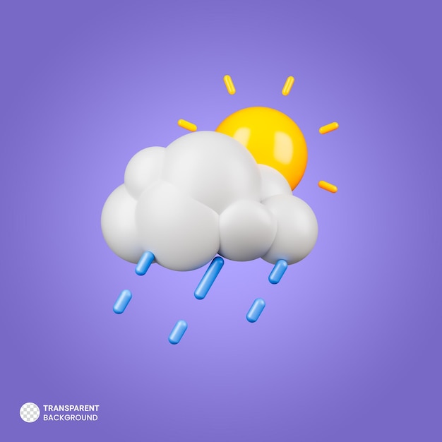 PSD wettervorhersage-symbolillustration für sonnige und regnerische bewölkte tage