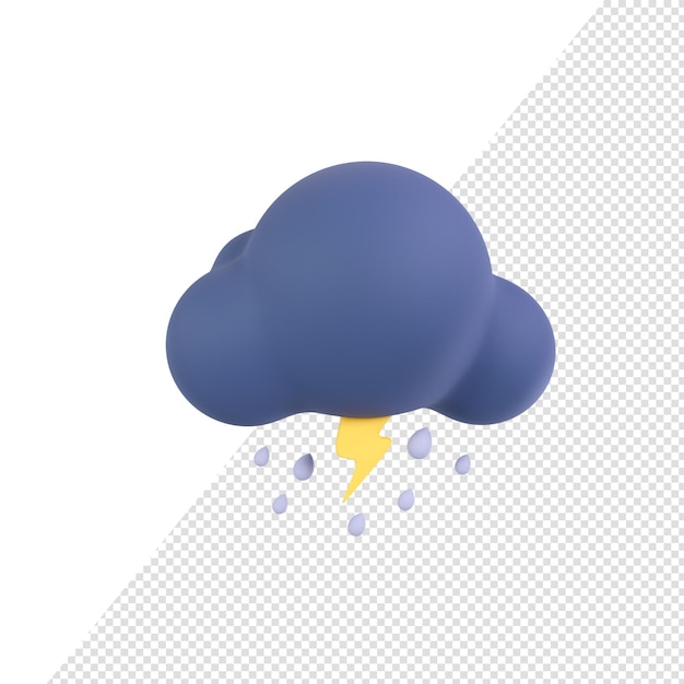 Wettervorhersagesymbol Nachtwolken mit Regen 3D-Darstellung