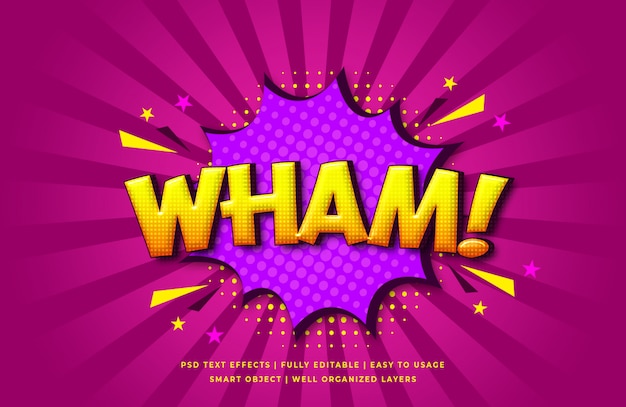 PSD wham comic rede 3d text style effekt