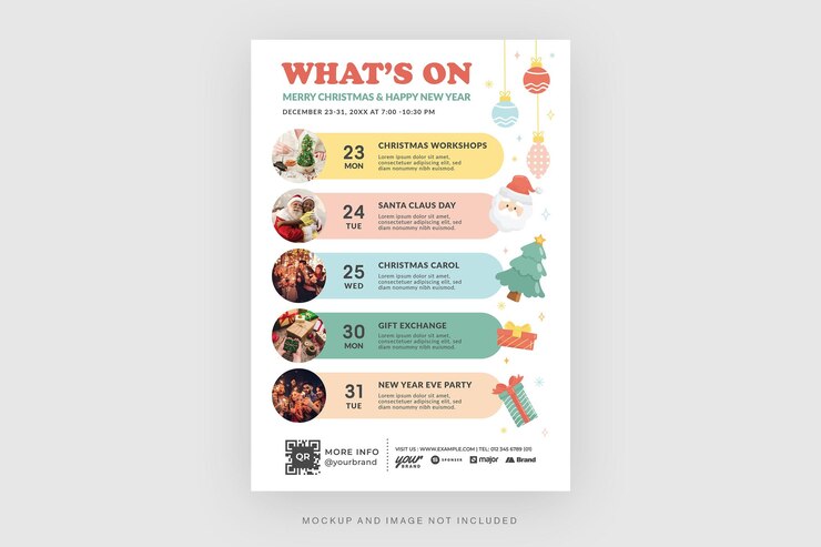 PSD what's on flyer-vorlage für weihnachtsveranstaltungen in psd