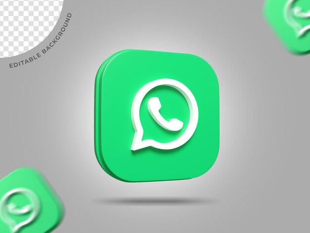 Whatsapp 3d Logo Social Media 3d Render Background icono editable