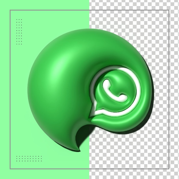 Whatsapp 3d rendering social media ícone brilhante colorido para composição de psd