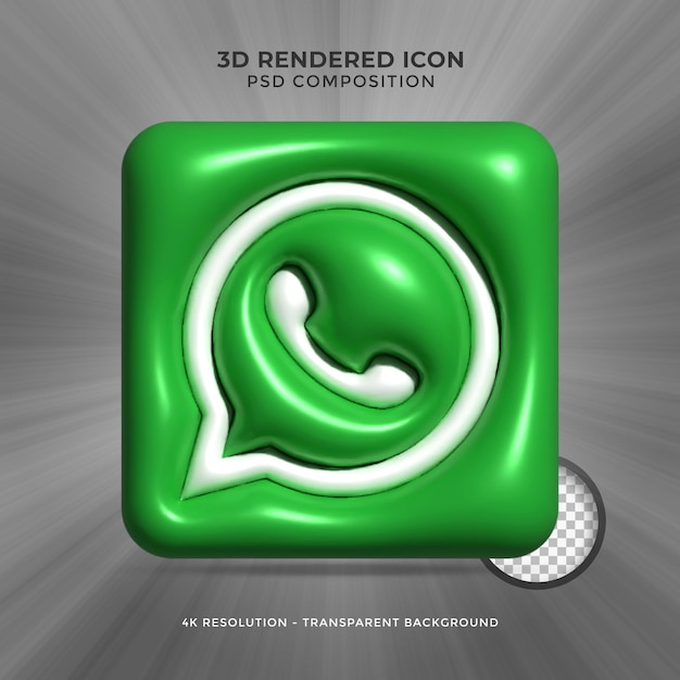 PSD whatsapp 3d rendering social media icono brillante colorido para composición