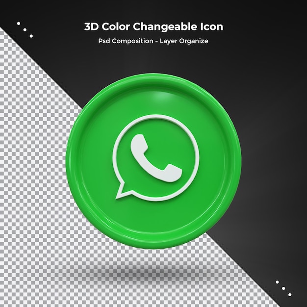 Whatsapp 3d Social Media icon Colorido brillante 3d icon concepto 3d rendering