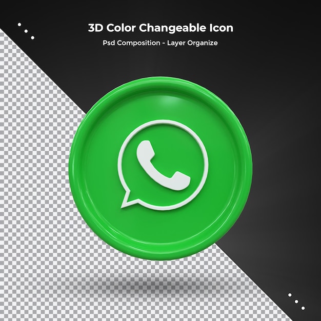 Whatsapp 3d social media icon colorido brillante 3d icon concepto 3d rendering