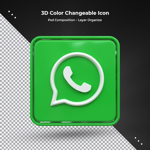 Whatsapp 3d Social Media-Symbol Bunt glänzend 3D-Symbol Konzept 3D-Rendering
