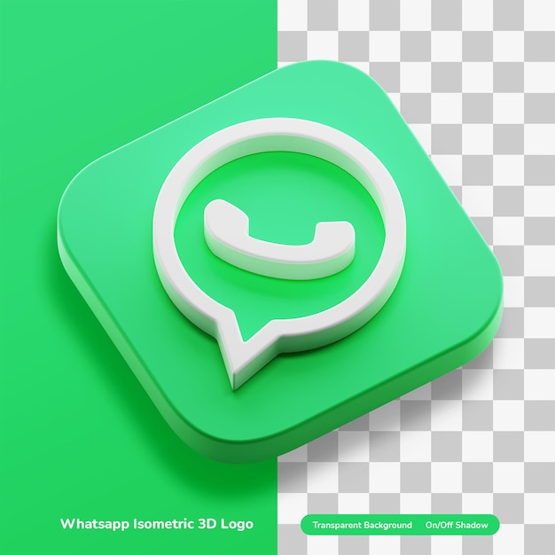 Whatsapp chat apps conceito 3d logo ícone isométrico em quadrado de canto redondo isolado