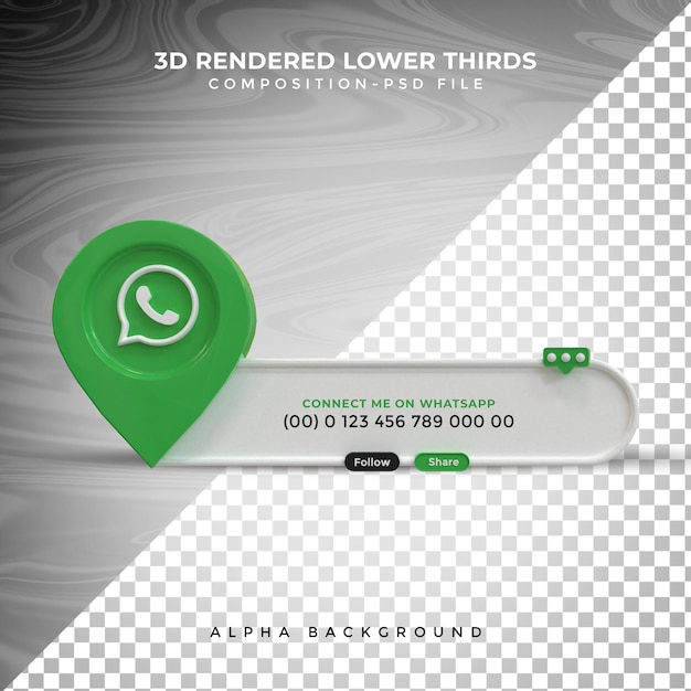 Whatsapp conéctese con nosotros en las redes sociales tercio inferior diseño 3d icono de representación insignia