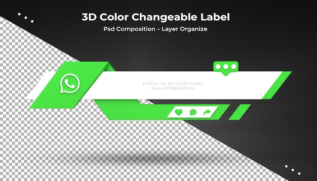 PSD whatsapp conéctese con nosotros en las redes sociales tercio inferior diseño 3d icono de representación insignia