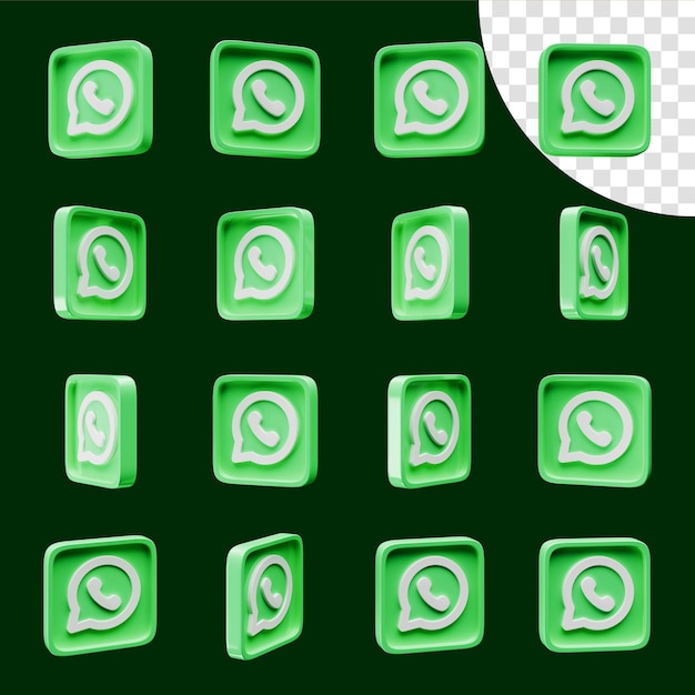 WhatsApp conjunto de ângulos diferentes 3d png coleção de imagens transparentes