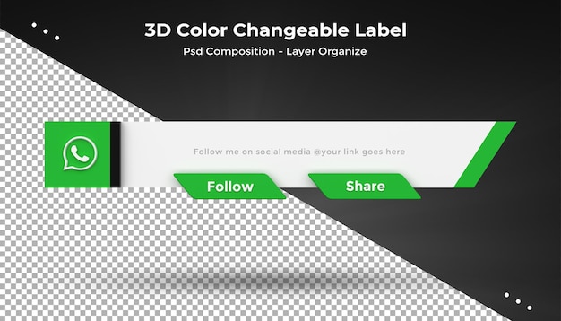 PSD whatsapp connect us nas mídias sociais abaixa o terceiro emblema de ícone de renderização de design 3d