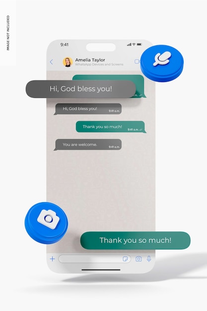 WhatsApp Interface Screen Mockup, Front View