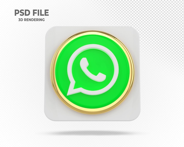 Whatsapp Logo Médias sociaux modernes avec or 3D