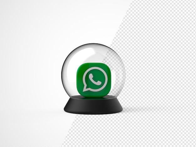 Whatsapp-Logo-Modell in einer Kristallkugel auf neutralem Hintergrund. 3d redaktionelle Abbildung.