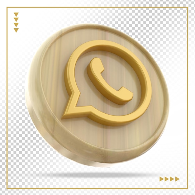 Whatsapp logo oro 3d