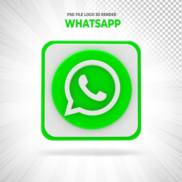 PSD whatsapp logo renderização em 3d de estilos de mídia social