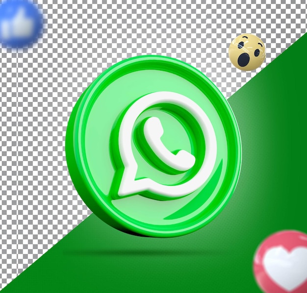 Whatsapp logo social media 3d renderização criativa