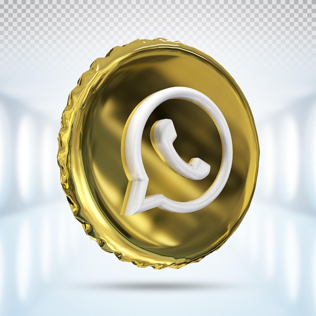 Whatsapp-logo-symbol 3d social media in der modernen farbe gold