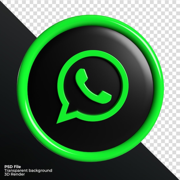 Whatsapp social media logo icon 3d render fond transparent