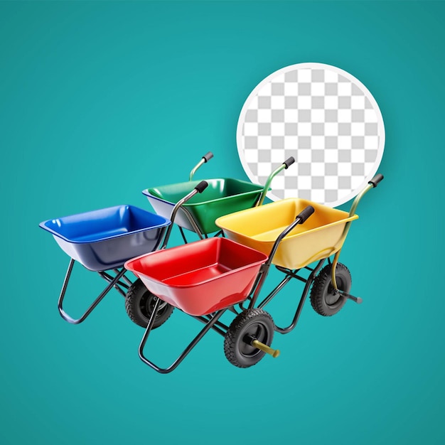 PSD wheelbarrow isolated on transparent background