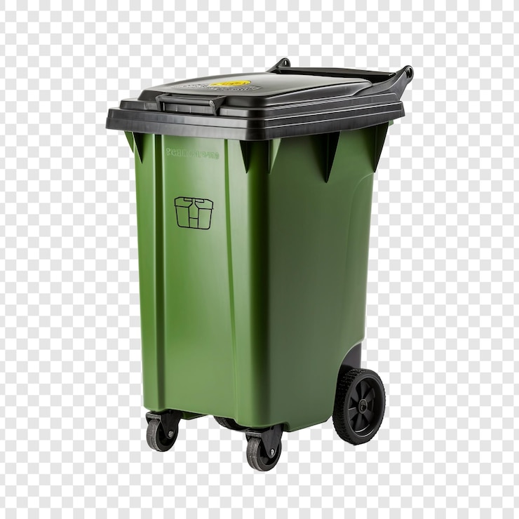 PSD wheelie bin isolated on transparent background