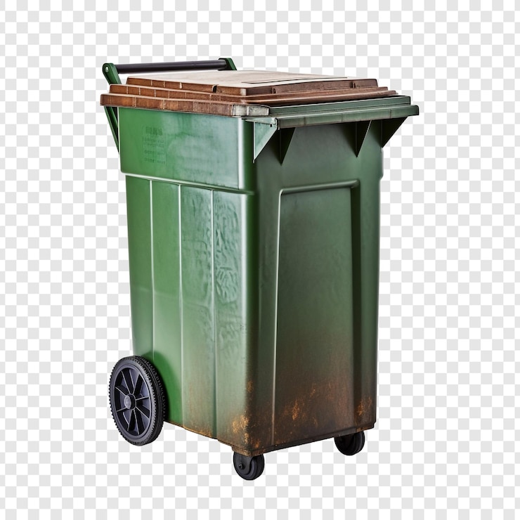 PSD wheelie bin isolated on transparent background