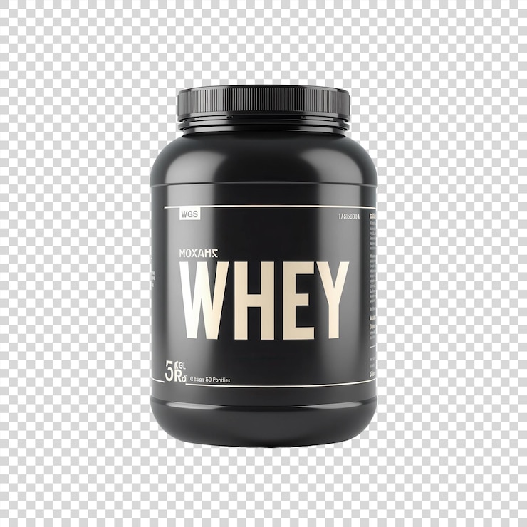 PSD whey-protein-säule auf durchsichtigem hintergrund