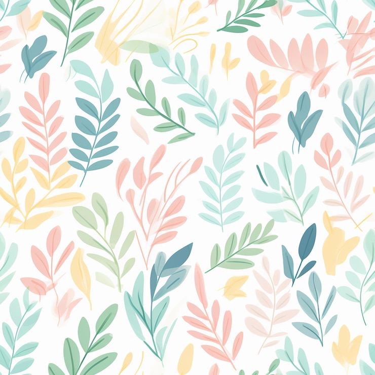 PSD whimsical_leaf_repeat_pattern_pastel_color