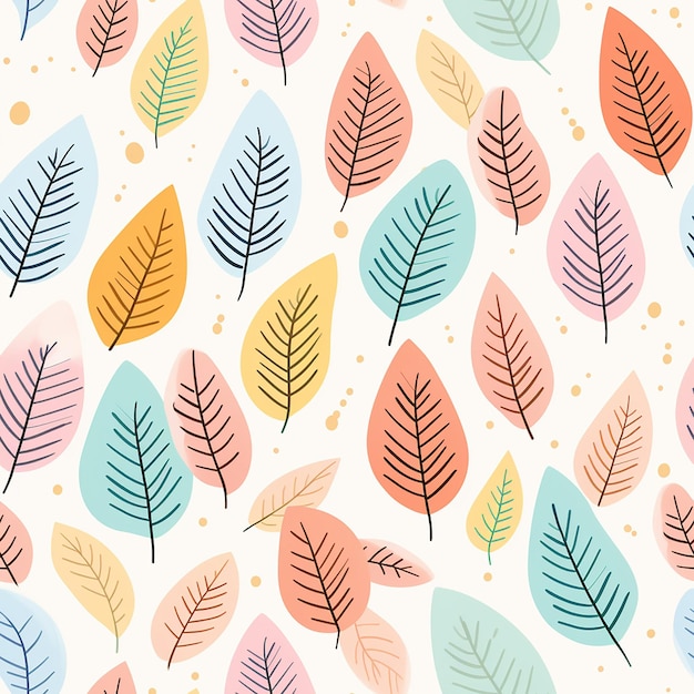 PSD whimsical_leaf_repeat_pattern_pastel_colour